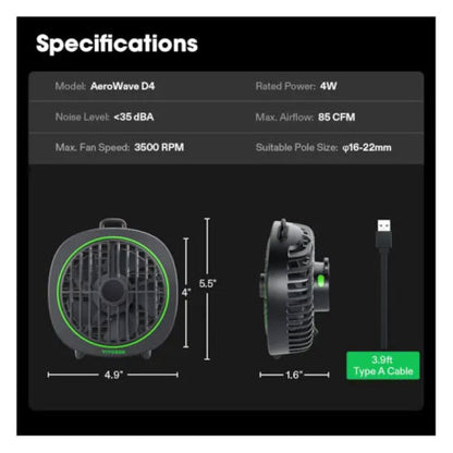 VIVOSUN AEROWAVE D4 CLIP FAN