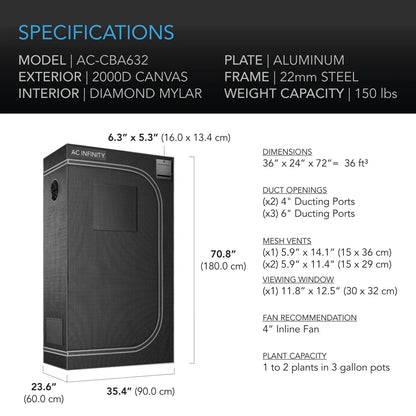 **SPECIAL ORDER** AC Infinity - Cloudlab 642 Advance Grow Tent 120x60x180