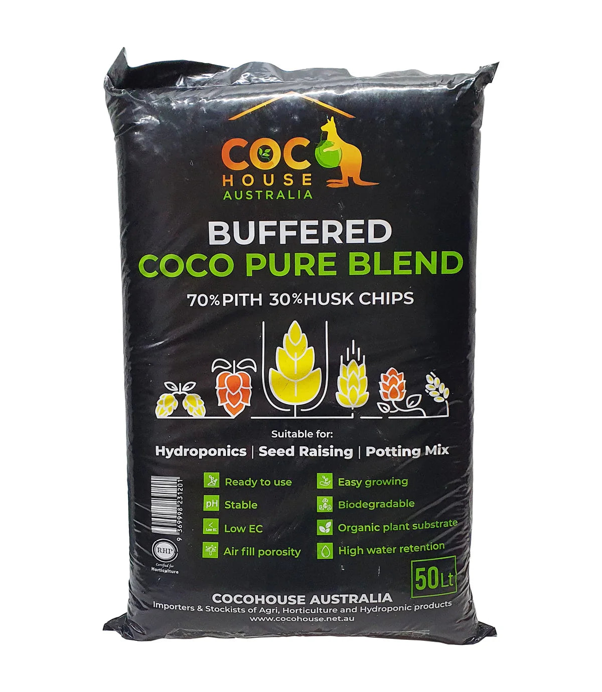 COCO House Buffered Coco Pure Blend Mix 50Lt Bag (70%Pith 30%Husk)