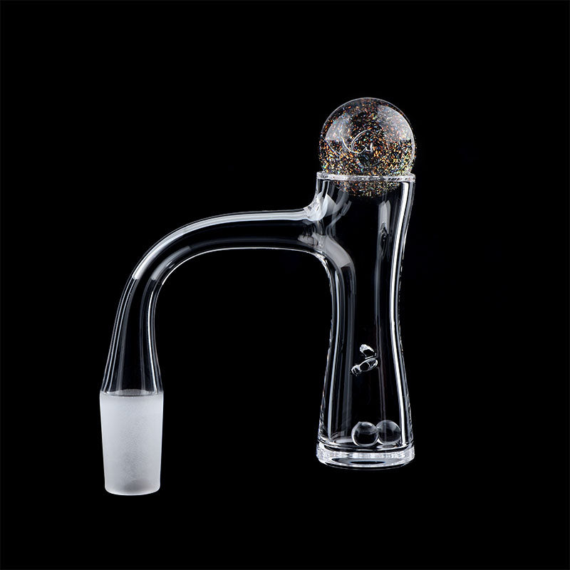 Full Weld Hourglass Auto-Spinner Beveled Edge Quartz Banger With Glass Marble & Terp Pearls