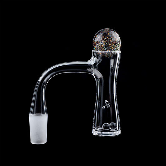 Full Weld Hourglass Auto-Spinner Beveled Edge Quartz Banger With Glass Marble & Terp Pearls
