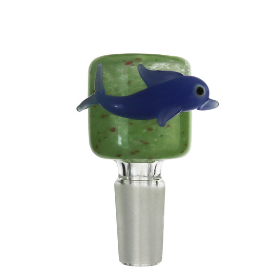Perfect Ocean Splash Dolphin Glass Cone Piece 14mm