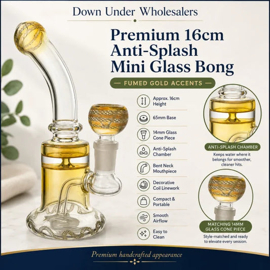 Pure Golden Coil Anti Splash Mini Glass Bong (16cm)