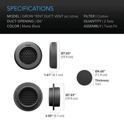 AC Infinity - Grow Tent Duct Vent Attachment 6 inch