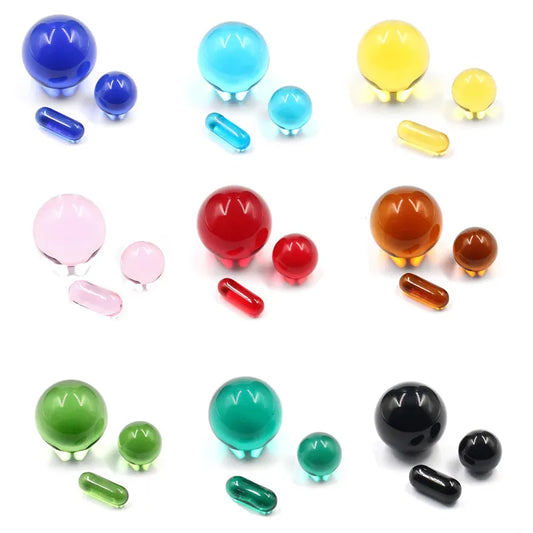 Terp Slurper Glass Marbles + Pill Set (Solid Colour)