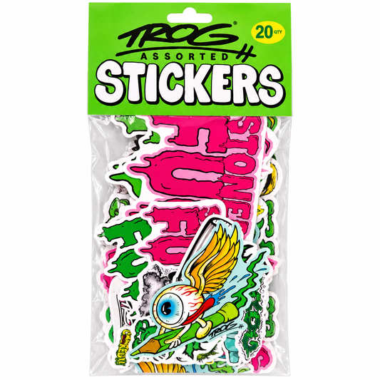 TROG Assorted Stickers 20pk with green header on white background