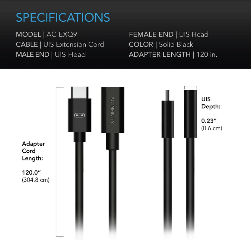 AC Infinity - UIS to UIS Cable, Female to Male, 10 ft or 3.05 Meter